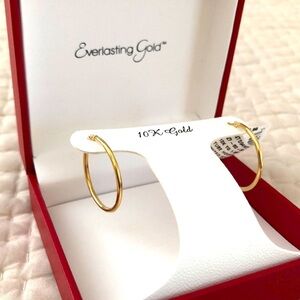 10k Gold Tube Hoop Earrings 28mm/1.1 Inch NWT